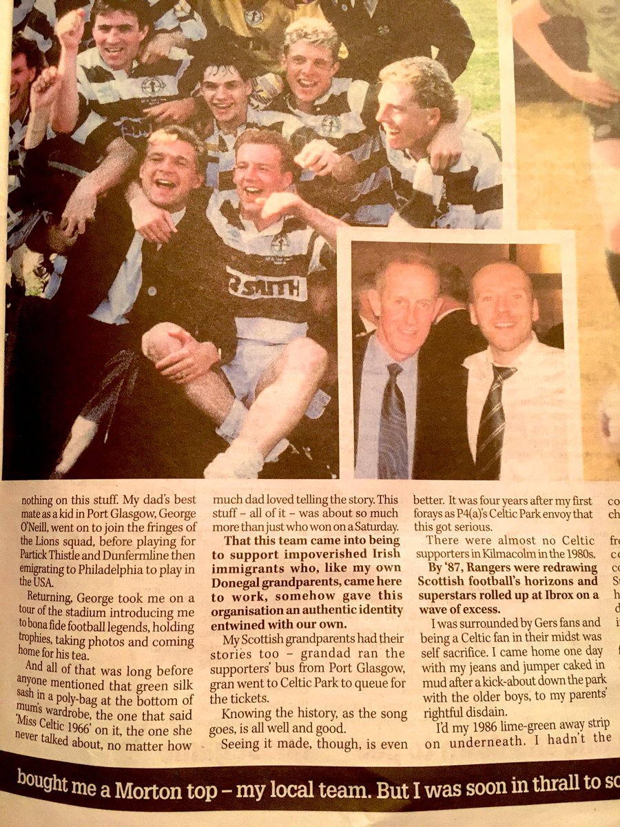 PaulEnglishhack's tweet photo. The Daily Record’s series, I'll Support You Evermore, sees non-sports writers write on love for their club. Flattered to be asked to write mine.
From #Celtic match repots for P4(a), Kilmacolm Primary, to #9INAROW & a #BillyStark epiphany. Happy coincidence they published today. https://t.co/emtRlipemg