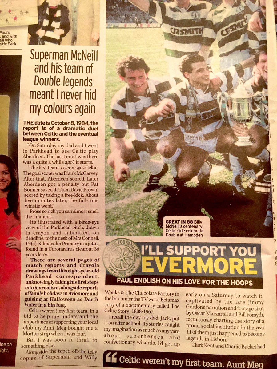 PaulEnglishhack's tweet photo. The Daily Record’s series, I'll Support You Evermore, sees non-sports writers write on love for their club. Flattered to be asked to write mine.
From #Celtic match repots for P4(a), Kilmacolm Primary, to #9INAROW & a #BillyStark epiphany. Happy coincidence they published today. https://t.co/emtRlipemg