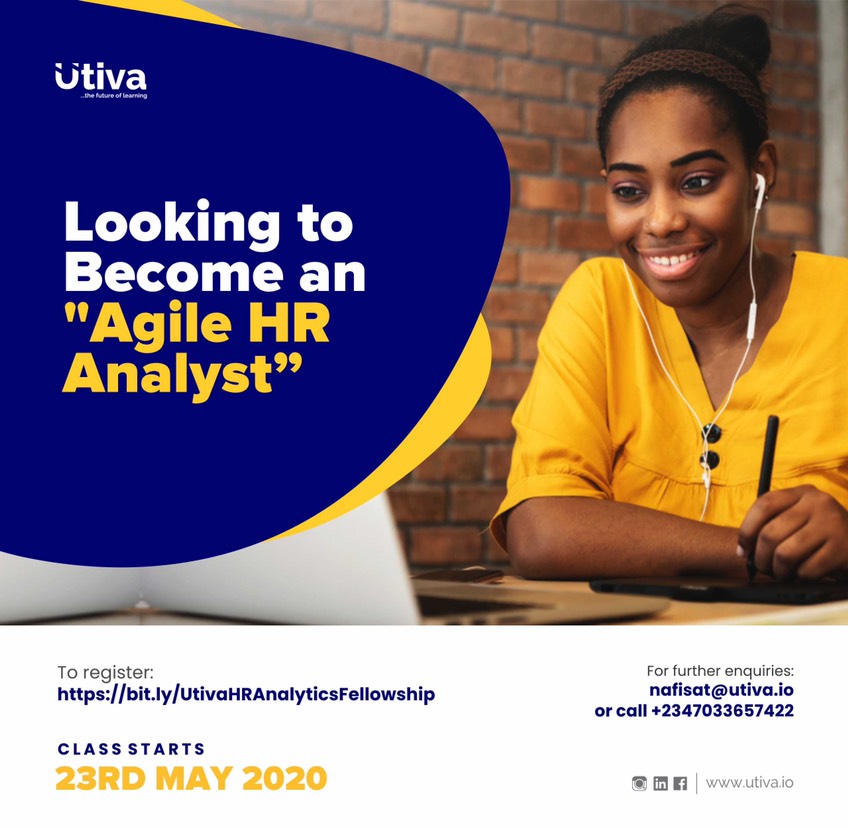utiva_io's tweet photo. Dear #HRManager/#HRPractitioner
Get started on your journey to stand out in a data-driven era with our Free #HRAnalytics Masterclass..
This Masterclass is an introduction to how to make #PeopleAnalytics a huge success in your company.
Register below
https://t.co/BEwowAUe5q https://t.co/BKeKCYTHow