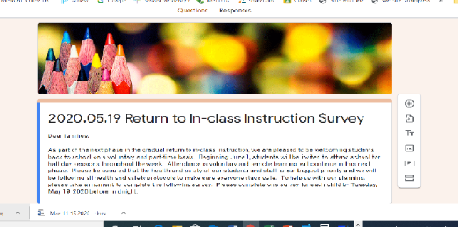 Please remember to complete the Return to In-class Instruction Survey by Tuesday, May 19, 2020 before midnight.  One survey per child. This will help us greatly with our planning.  @newwestschools