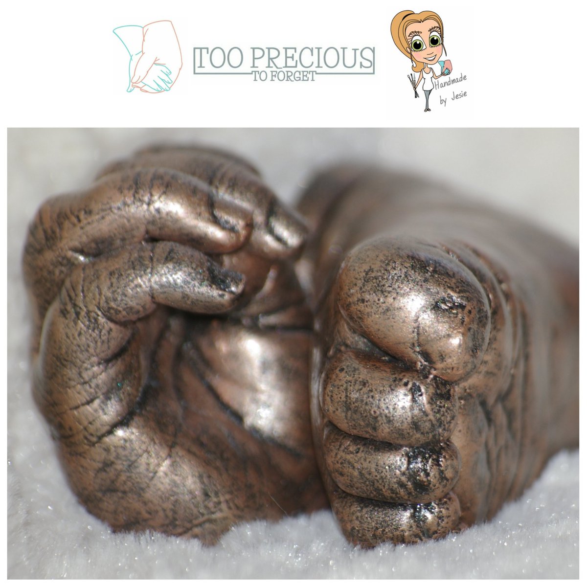 HandmadeByJesie's tweet photo. Lilly-May was just 10 weeks old when we made these casts in February. 
Finished in a rose gold metal effect, they look nothing but perfect. 
#lockdown 
#stayalert #stayathome #savethenhs
#tooprecioustoforget #handmade #lifecasting #babies #family #makingmemories #Wiltshire https://t.co/7SoxkJsnmd