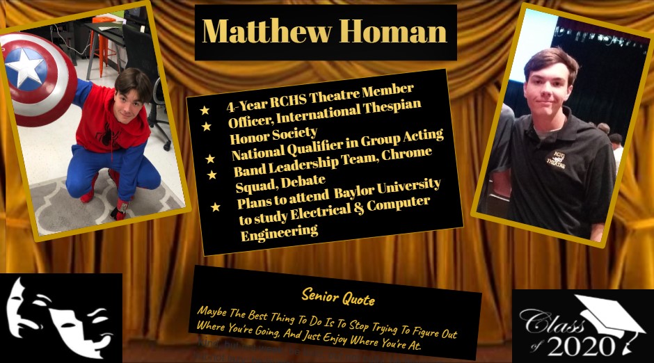 Senior Spotlight on the marvelous Matthew Homan! We'll miss your big brain, tremendous talent, and huge heart!