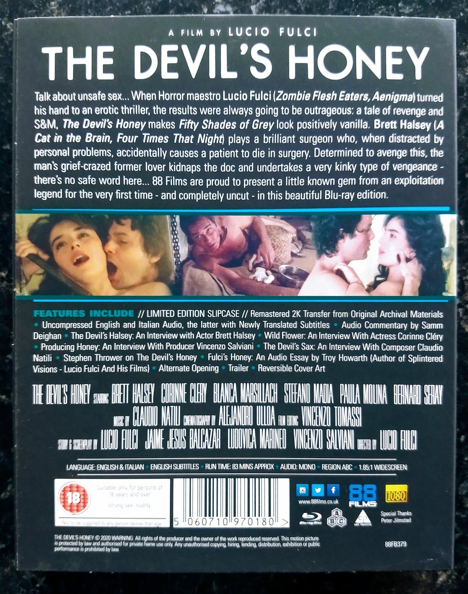 #LucioFulci is one of my favourite directors. Ashamed to say I've never seen this, so #TheDevilsHoney from @88_Films was an essential purchase for me. Plus it looks like all the @VinegarSyndrome extras were ported over. That's my viewing for tonight sorted! 😁🎷