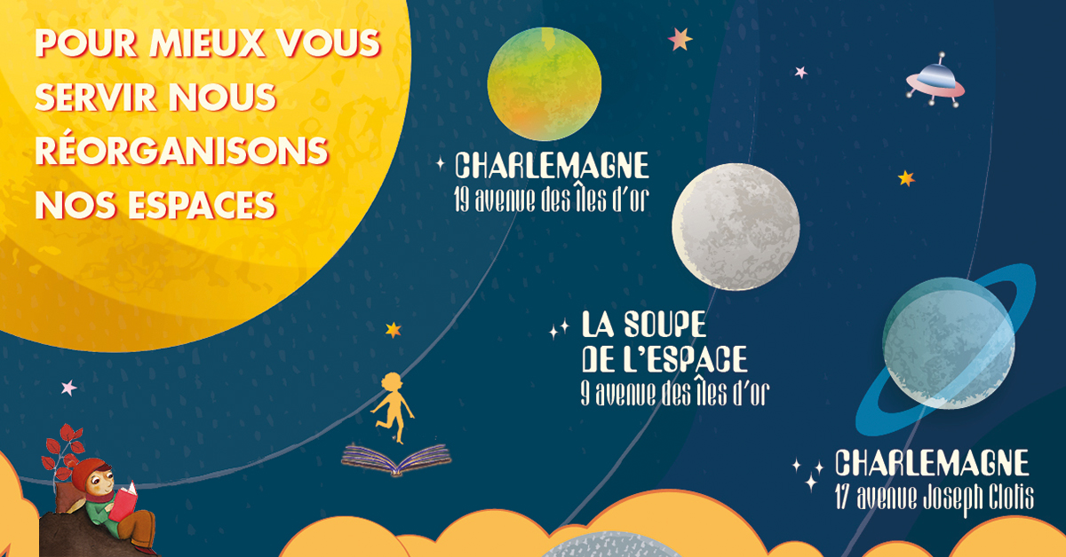 #lasoupedelespace #reouverture #transmissionspatiale #librairiescharlemagne Chères Soupiennes, chers Soupiens,toute l’équipe Charlemagne est très heureuse de vous annoncer la réouverture ce mardi 19 mai à 09h30 de La Soupe de l’Espace. Plus d'info sur soupedelespace.fr/leblog/