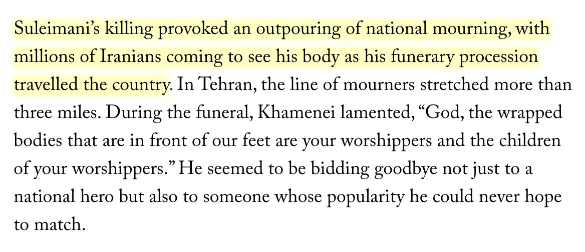 If you're going to restate the narrative that Soleimani was a national hero who was loved by the people, fine, but at least temper it with a bit of critical distance