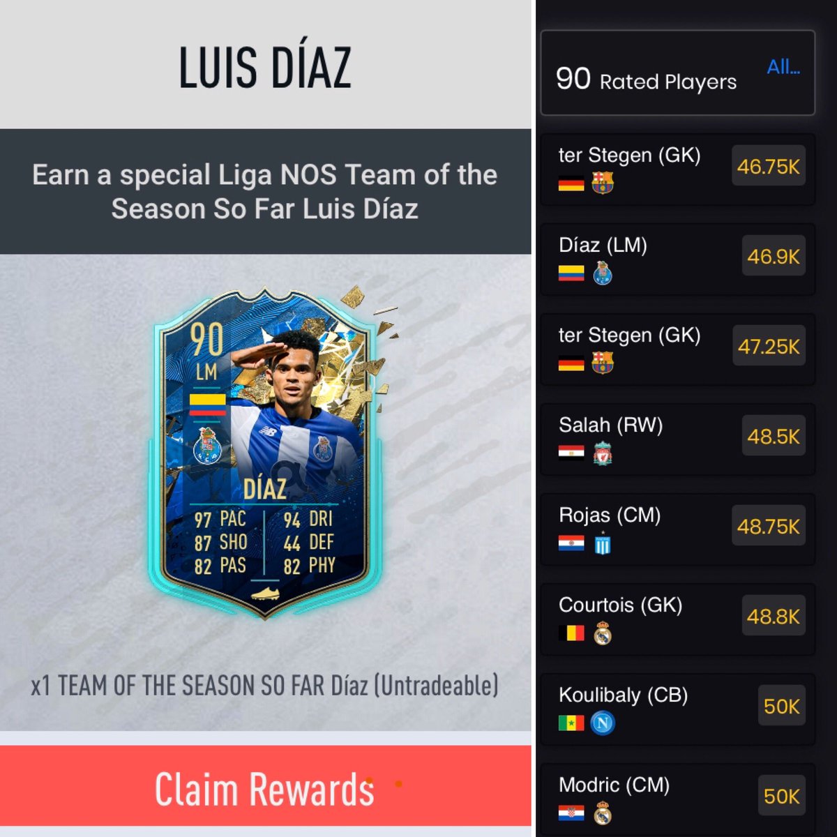 TraderJoeFUT1's tweet photo. Complete this SBC!
People this is great value for coins.
Use untradables & this is the cheapest 90 rated fodder you can get.
Use him/don’t use him...who cares, this is cheap as chips & will go nicely into the next meta player SBC for a useable player.
#Value4Coins #SBCFodder https://t.co/G1B7AGeAsi