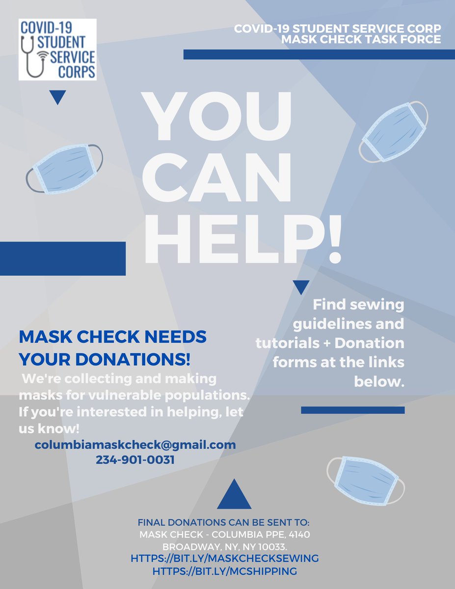 cumcmaskcheck's tweet photo. You can help us by making your own fabric masks and send them to us! Check out https://t.co/WC16N2jveL or https://t.co/ib5ZKnDFaa to find out more (or DM us if you have any questions!) https://t.co/aqsPKMcdLR