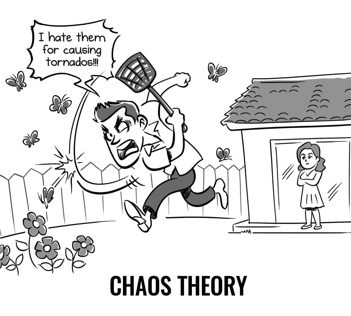 Mundane_Fortune's tweet photo. According to chaos theory, the beat of a butterfly's wings can set off a sequence of events that leads to a tornado.
_____
#chaos #chaostheory #mundanefortune #mundanefortunecartoons https://t.co/WTn20Dg8GM