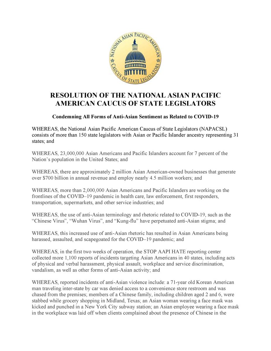 tackeychan's tweet photo. Last week the MA House Asian Caucus joined the National Asian Pacific American Caucus for State Legislators to approve a resolution condemning all forms of anti-Asian sentiment as related to #COVID19. #NAPACSL #AAPIMonth https://t.co/HQ5sbyoqHk