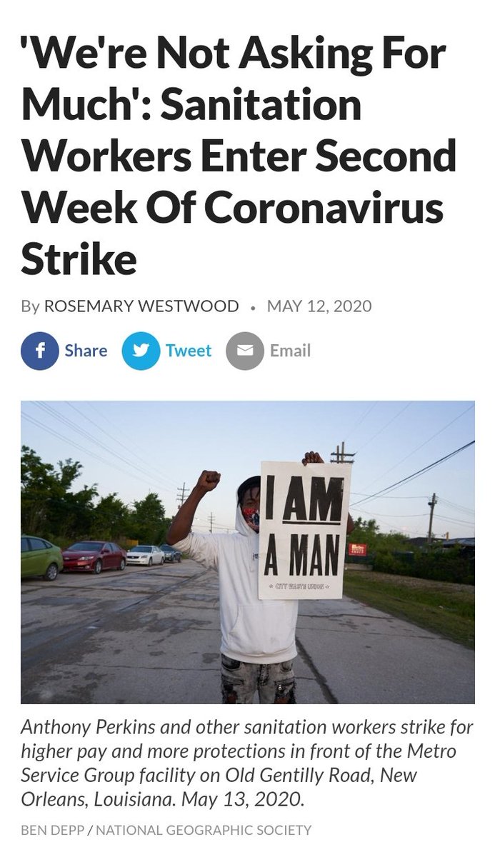 'Hiring' incarcerated persons (already at high risk of #COVID in prison) to take on the added risk of trash management in order to avoid  hazard pay to sanitation workers is exploitation at its worst.

#supportblackstrikers #blackworkersmatter
#catchercantrell
#prisonersmatter