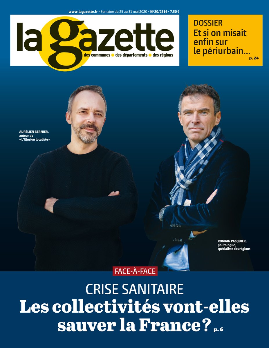 #couv de <a href="/Lagazettefr/">La Gazette des communes</a> : face-à-face entre <a href="/Rpasquie/">Romain Pasquier</a> et <a href="/bernieraurelien/">Aurélien BERNIER</a> par <a href="/jbforray/">Jean-Baptiste Forray</a> et <a href="/romain_gaspar/">Gaspar romain</a> Les #CollTerr vont-elles sauver la France ? #CoronavirusFr #Covid_19  #deconfinement + Et si on misait enfin sur le #périurbain... par <a href="/gerbeau3/">dgerbeau</a> et <a href="/pikodav/">David Picot</a>