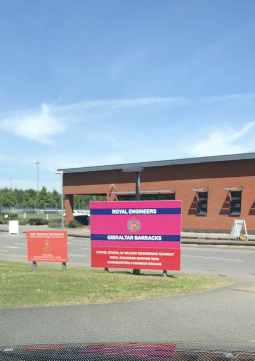 sapper36's tweet image. @3RSMERegt  Have we changed our Corps Colours to a faded pink?
Main entrance as well...