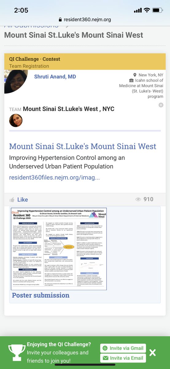 taminatorMD's tweet photo. So thrilled for @ShrutiA410 and Yeriko as their QI project on HTN in the underserved is live on NEJM Resident 360 QI Challenge #WomenInMedicine @slrchiefs #primarycare https://t.co/XcVsSfIFwV