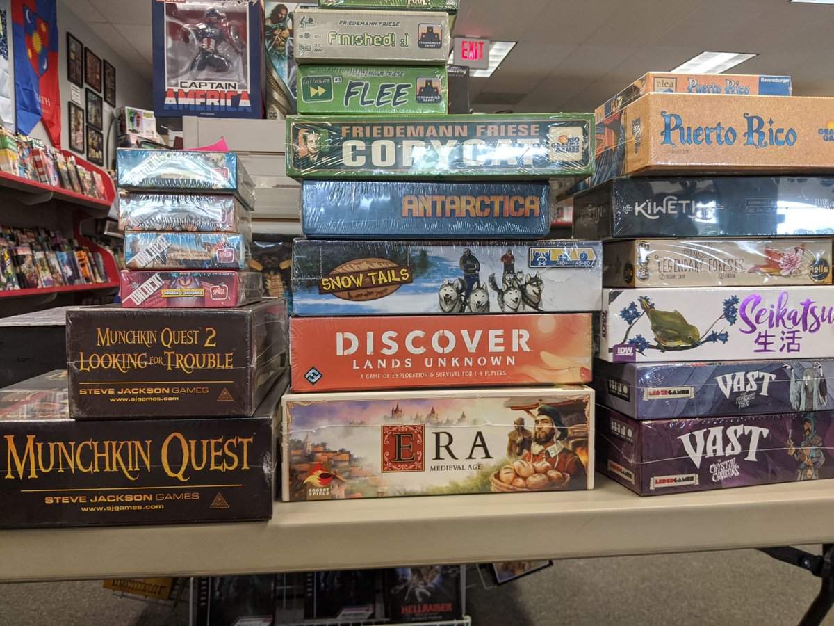Amazing_Fantasy's tweet photo. Facebook Live Auction tonight on the Amazing Fantasy Frankfort Facebook page at 5pm! Here is a peak at the games we will be auctioning off. Support your local comic and game shop!
#supportlgs #BackTheComeBack #tabletopgames https://t.co/gdoiT8PzHU