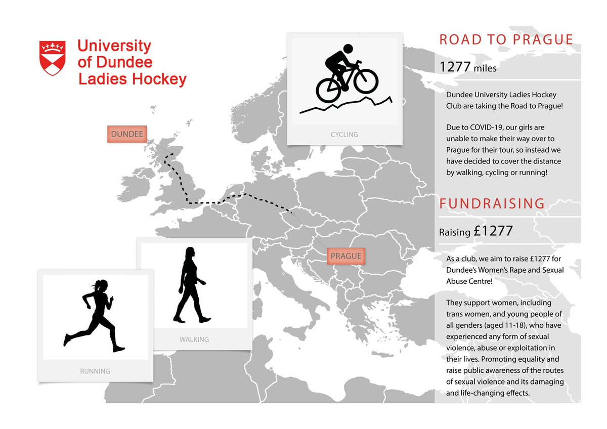 Dundee University Ladies Hockey Club (@dulhc_) on Twitter photo As part of our #clubpledge with <a href="/ScottishHockey/">Scottish Hockey</a> we have decided to fundraise for <a href="/WRASAC/">The Women's Rape and Sexual Abuse Centre</a>!!! We are walking, running or cycling our way to Prague over the next two weeks! Support us and help this amazing charity! justgiving.com/fundraising/du… As part of our #clubpledge with <a href="/ScottishHockey/">Scottish Hockey</a> we have decided to fundraise for <a href="/WRASAC/">The Women's Rape and Sexual Abuse Centre</a>!!! We are walking, running or cycling our way to Prague over the next two weeks! Support us and help this amazing charity! justgiving.com/fundraising/du…