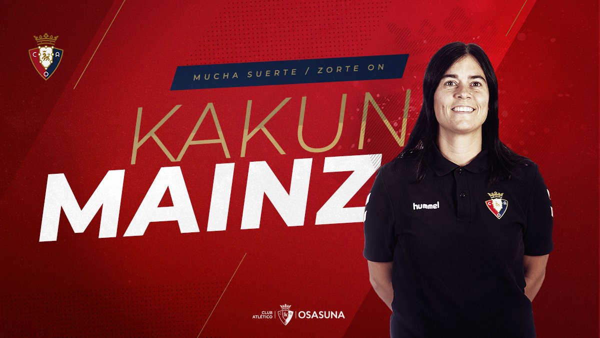 Osasuna's tweet photo. COMUNICADO OFICIAL | Kakun Mainz, nueva entrenadora de #OsasunaFem.

▶️ https://t.co/p9FDqxLeWg https://t.co/m2ZltVtKhg