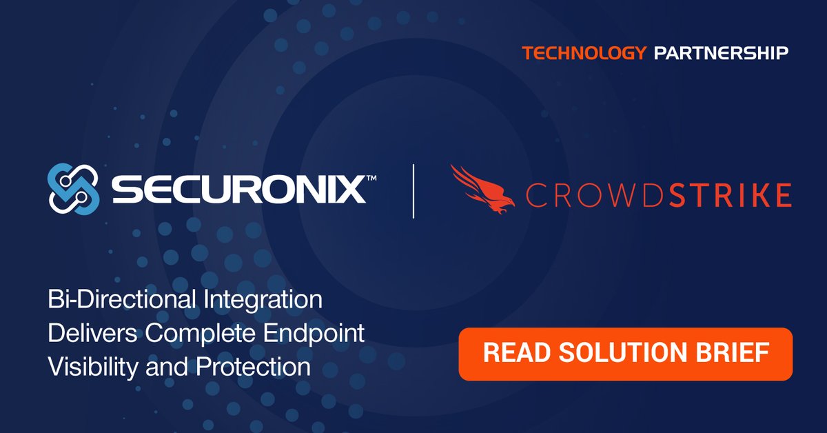 harcey's tweet photo. Securonix and CrowdStrike's integration provides continuous breach prevention in a single agent and proactively detects #viruses, #malware, #ransomware, and other threats.
Read Now! https://t.co/m12viBHwa5 https://t.co/TTsQT5qKED