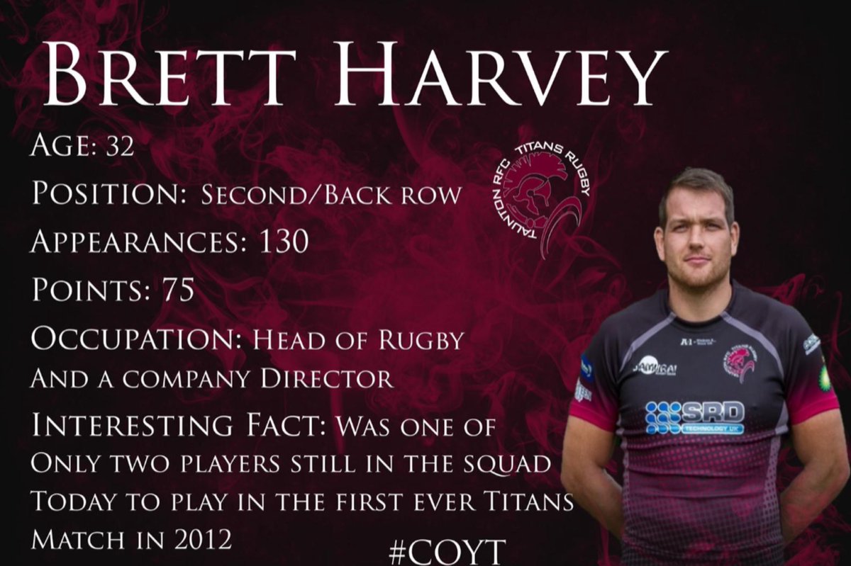 tauntonrfc's tweet image. Next up we have yet another member of the 100 club, and a player who was at Taunton RFC when we changed to the Titans in 2012. @brettharv8 is a true Taunton stalwart and a player we are very happy to have on our side next season in Nat 1  #Titans #BackRow #SecondRow #WoollysMate