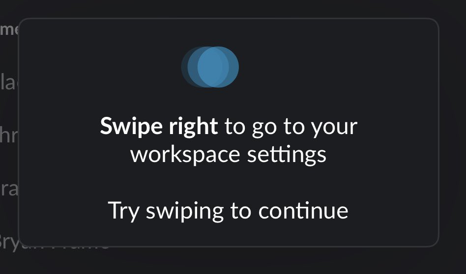 CTTapHere's tweet photo. #slack you know what’s a really bad UI pattern? Unwanted modal pop-ups they force user behavior. Been getting these today. I don’t want to go to my workspace settings. I don’t need forced training. Leave me alone.  #uidesign https://t.co/1JHW1wiUbU