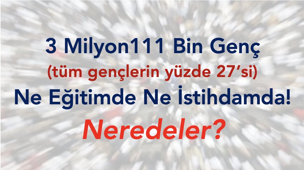 disk_arastirma's tweet photo. 3 Milyon 111 bin genç ne eğitimde ne işte.
Tüm gençlerin yüzde 27'si okulsuz ve işsiz.
#19MAYIS #19MayısGenclikveSporBayramı https://t.co/vsS0zyTyY1