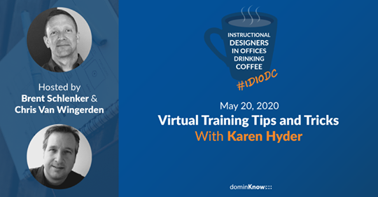 Join #VILT and #DeeperLearning expert <a href="/KarenHyder/">Karen Hyder</a> this Wed 5/20 at 10 AM ET for Virtual Training Tips and Tricks! Sponsored by <a href="/dominKnow/">dominKnow</a>. crowdcast.io/e/virtual-trai…