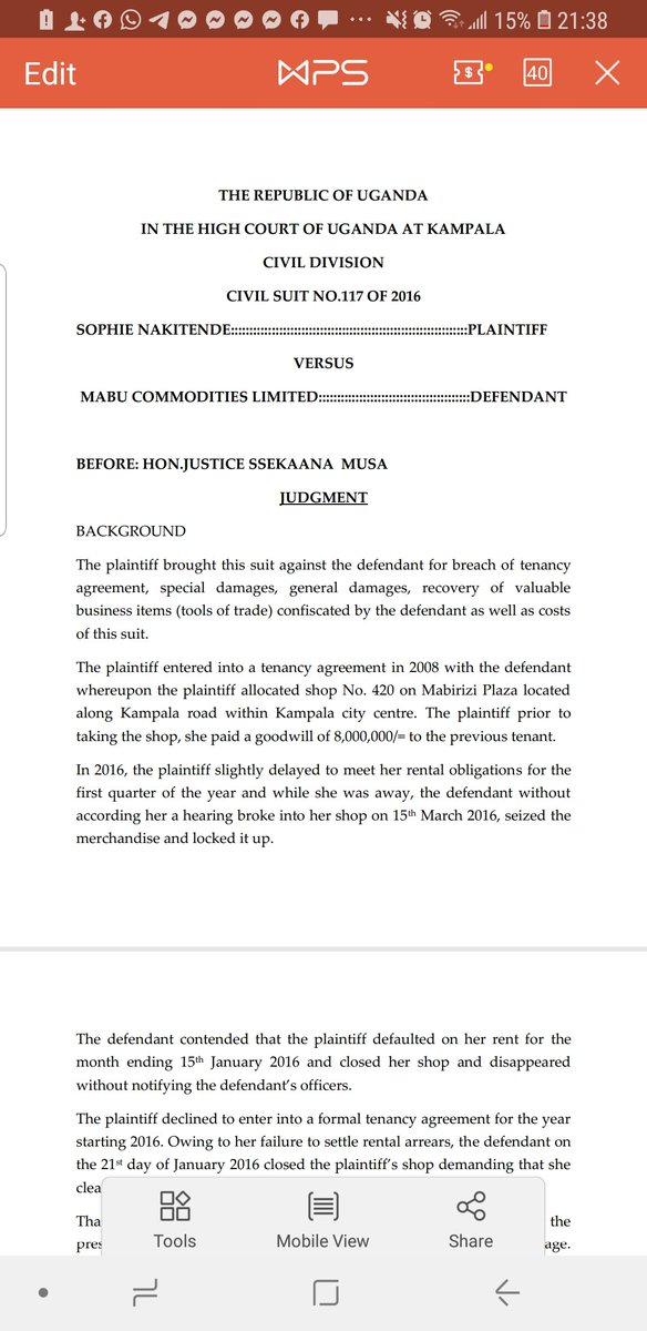 TumukundeTT's tweet photo. #LawAlert
Rent is due in the morning of the day appointed for payment but it is not in arrears until after midnight. This judgment is very vital during these hard times. We are going to have tenancy battles after lockdown.
@KyembeK @ThatLastBeast @TheMatovu @ErnestWanyama https://t.co/vZ5QRZND1h