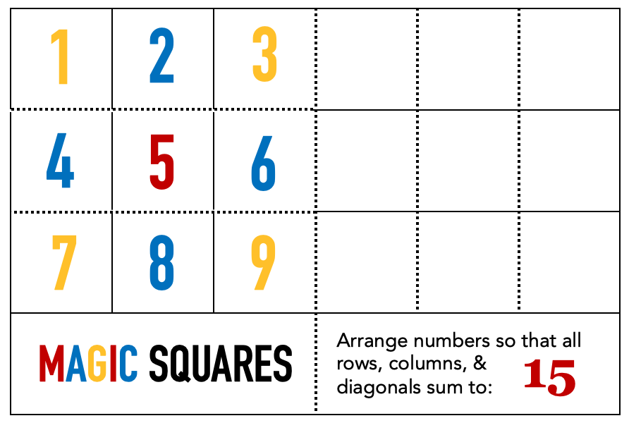 CandlewickClass's tweet photo. And I just made this! A magic square postcard you can order free! Inspired by the work of @Trianglemancsd and https://t.co/D1FbV3RMAN
again, on my website: https://t.co/HQEu58f1JR
#illustratedmath https://t.co/xR3A5lMw1T