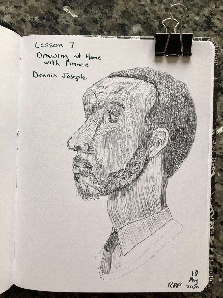 russpetcoff's tweet photo. Dennis Joseph
7th sketch for @sktchyapp Drawing at Home with France
Pen: Bic 4-Color
Sketchbook: Denik
#DrawingwithFrance #thedaily https://t.co/03QoiKFj4V