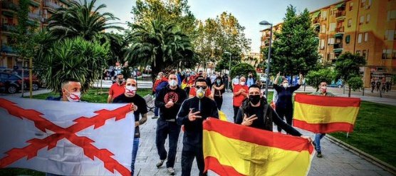 gonzzalogb's tweet photo. Asistentes a las manifestaciones de Nuñez de Balboa y similares: Melisa, líder del grupo neonazi Hogar Social; Manuel Andino, líder de la Falange; el partido fascista Democracia Nacional, los nazis de Alcalá de Henares.. ¡Y las llaman protestas por "la democracia y la libertad"! https://t.co/oO1Qxc6QAf