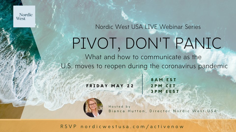 nordic_usa's tweet photo. Join us this Friday to discover the corporate messages that resonate with stakeholders in the U.S. right now, and how they can be effectively communicated to increase credibility, visibility and brand loyalty. Sign-up:https://t.co/nH5C4I3c5x

#NordicWestUSA #Communications #Covid https://t.co/4bxNT12HXM