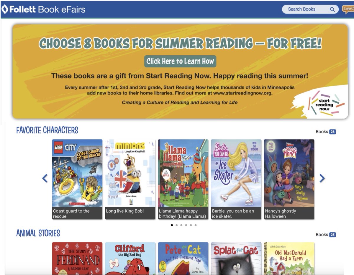 Today is the day! Our online book fairs are live and we couldn't be more excited! 📚🎉😄 1st, 2nd and 3rd graders across the city are shopping for 8 free books to support summer reading! Thanks to <a href="/MPS_News/">Minneapolis Public Schools</a> and @FollettLearning for making this year possible! #GoodNews