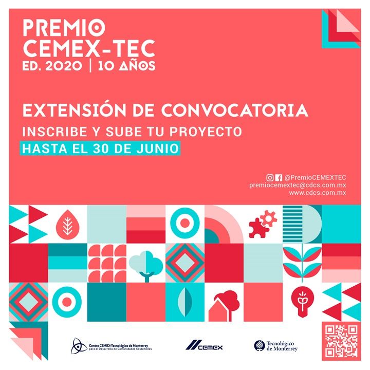 ¡Todavía estás a tiempo! El #PremioCemexTec ha extendido la fecha de cierre de su convocatoria hasta el 30 de junio. Visita cdcs.mx  y conoce los detalles. #RDEmprende #Crea