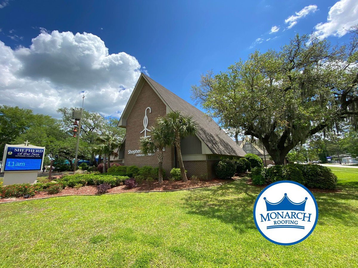 Monarch_Roofing's tweet photo. Church Roofing project completed in Garden City, SC. We love special porject to help give the community what they deserve... the best! When it comes to protecting what matters most, @gafroofing is at the top of the industry! #NewRoof #Community #TPOroof #Crown #GAFroofing #roof https://t.co/NdIvRlQv0l