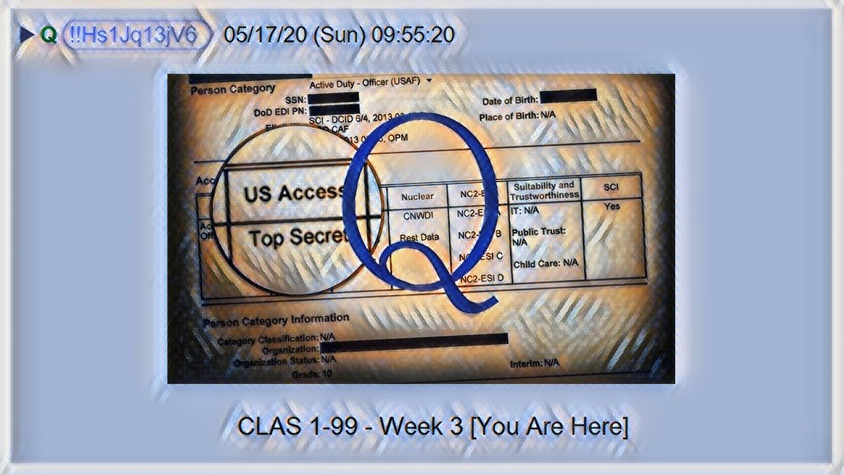 1) This is my  #Qanon thread for May 18, 2020Q posts can be found here: https://qagg.news/   https://qanon.news/Q  Android apps: http://bit.ly/Q-Map      http://bit.ly/Q-alerts   My Theme: Week 3 - You Are Here