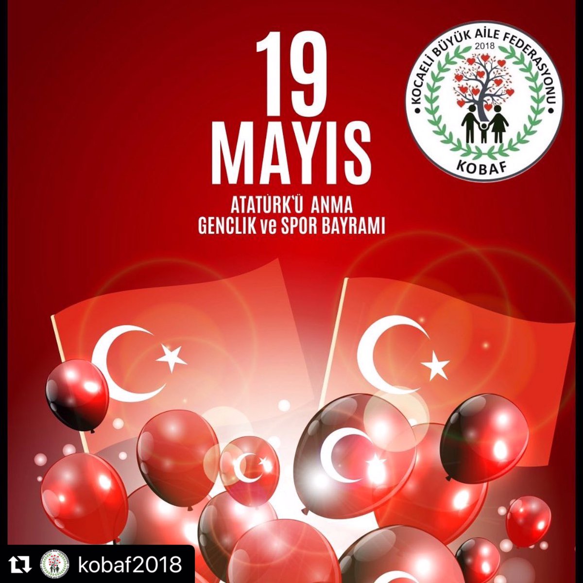 KOBAF3's tweet photo. #Repost @kobaf2018 with @make_repost
・・・
Ey yükselen yeni nesil, gelecek sizindir. Cumhuriyeti biz kurduk; onu yükseltecek ve sürdürecek sizsiniz ( Mustafa Kemal Atatürk ). 19 Mayıs Atatürk'ü Anma Gençlik ve Spor Bayramımız kutlu olsun.
#kobaf #gençlik #spor #aile #cumhuriyet https://t.co/nfvGhzPb8a