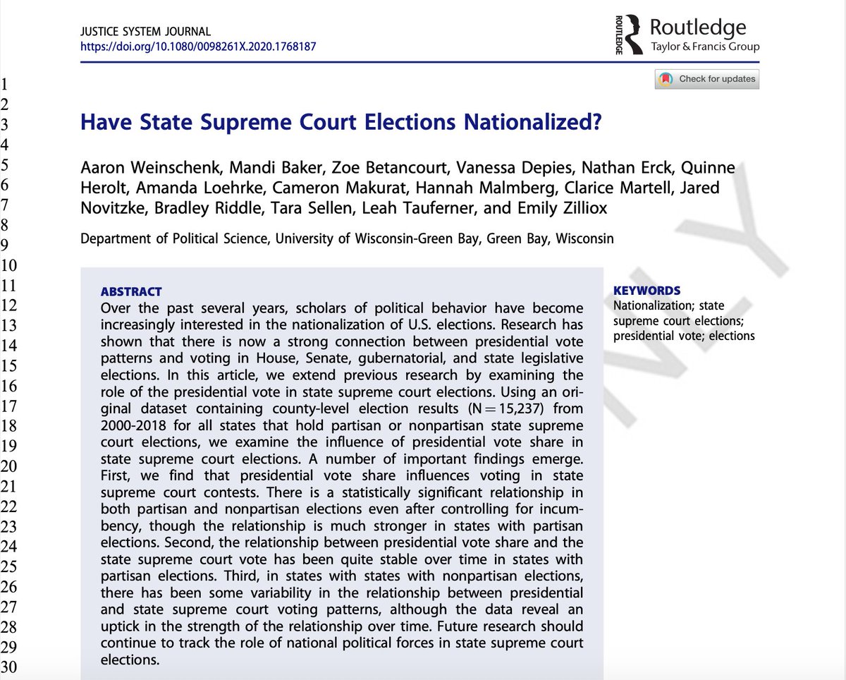 aaronweinschenk's tweet image. Just got the page proofs for my forthcoming article, co-authored with 14 @uwgb undergrads from my research lab in @UWGBcahss. Should be on the journal&apos;s website soon. Thanks to @ChuckRybak @rycmart @uwgbchancellor for their support. #highimpactpractices #undergraduateresearch