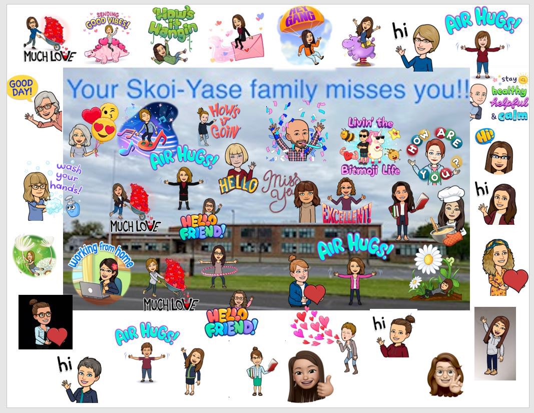 Tam_Shelli's tweet photo. We can’t be in our school right now- but our bitmojis can. 💕Love, Your Skoi-Yase Family. We miss you. #prideinourtribe https://t.co/GPOQWIVKFZ