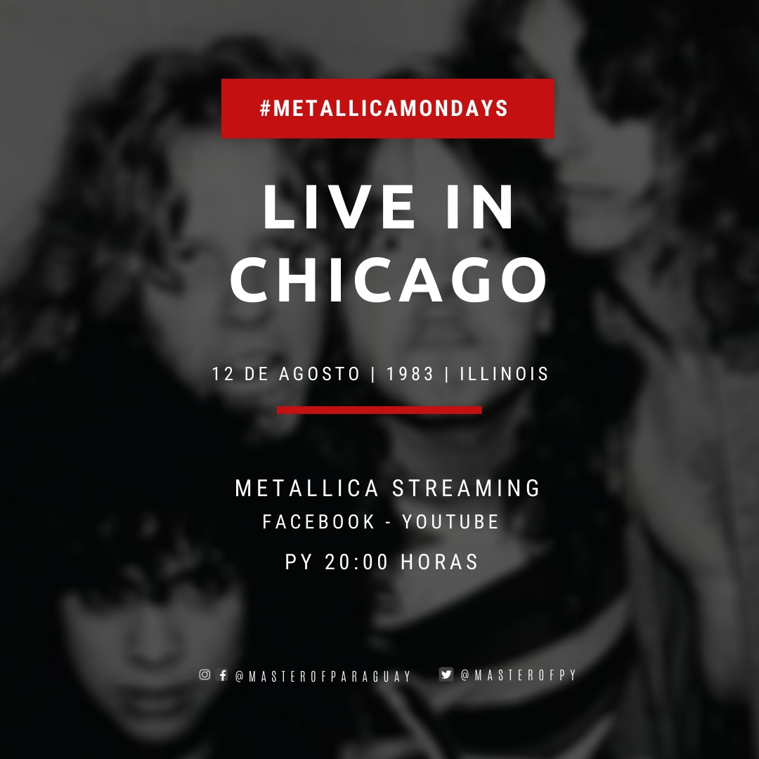 masterofpy's tweet photo. 🤘#MetallicaMondays: ¡Esta noche #QuedateEnCasa y disfruta de #MetInChicago del 12 de agosto de 1983 a las 20:00 horas a través de la cuenta de Facebook o canal de YouTube de @metallica! 🔥 https://t.co/SnOcnBTw8M