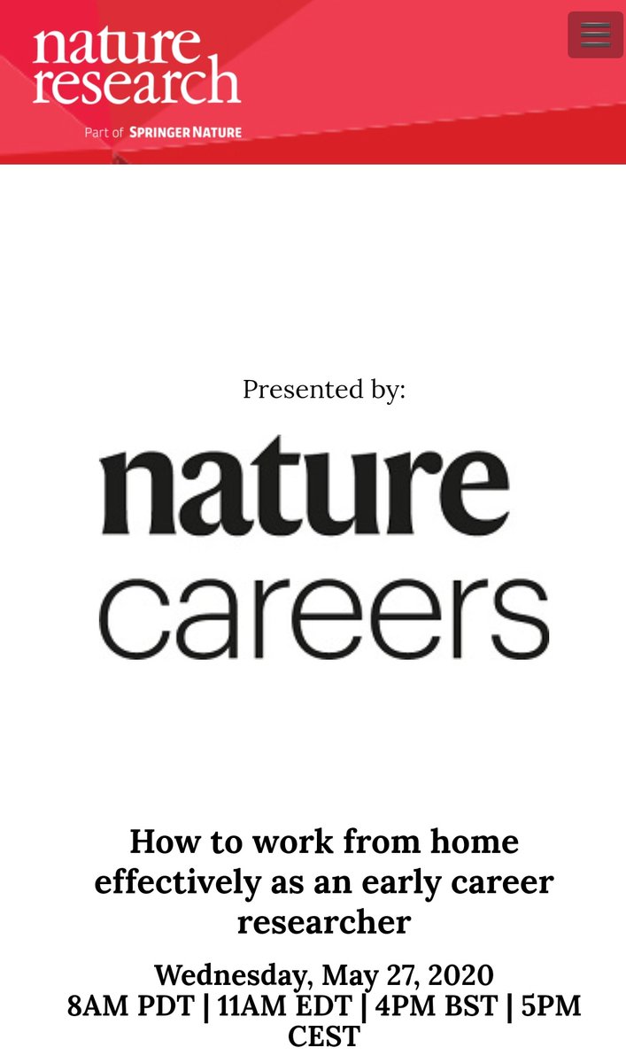 Working from home can be tricky, @nresearchnews is organizing a webinar to provide early career #researchers some tips to adjust and boost productivity from home. Check it  out workcast.com/register?cpak=…  #research #workingfromhome