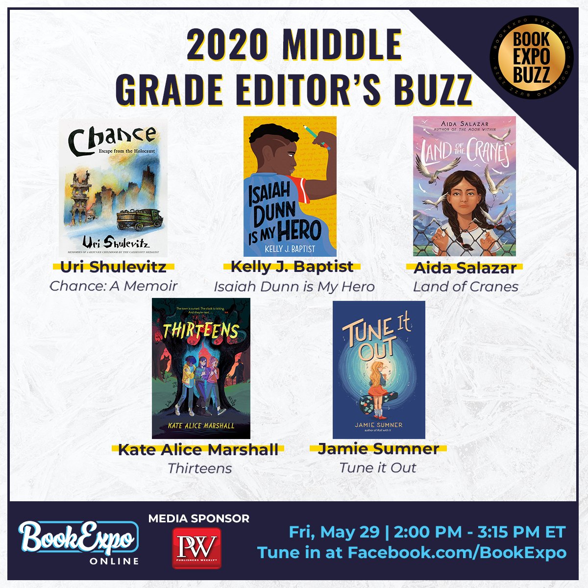 Each year, the Buzz sessions introduce the breakout Adult, YA, &amp; Middle Grade books slated to become bestsellers. We're taking these sessions virtual on Fri. May 29 at Facebook.com/BookExpo. Don't miss the titles that readers &amp; media alike will be buzzing about! #BookExpoOnline