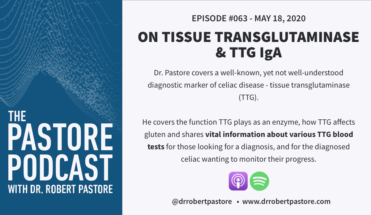 The role of tissue transglutaminase for #celiac disease diagnosis is often misunderstood. Learn more in my latest podcast here: drrobertpastore.com/podcasts/063-t…