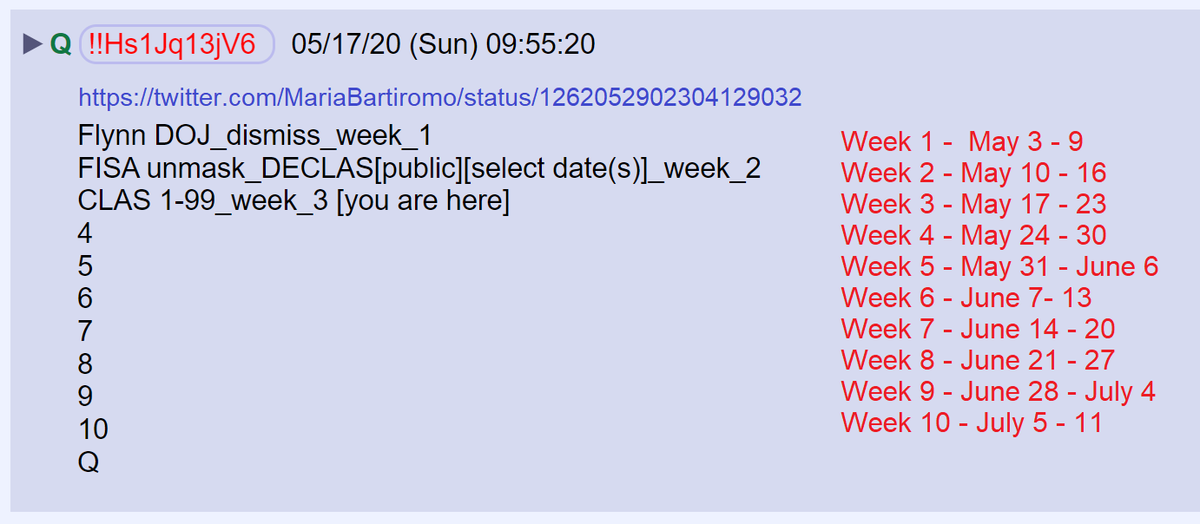 4) The 10 weeks of DECLAS will run through July 11th.