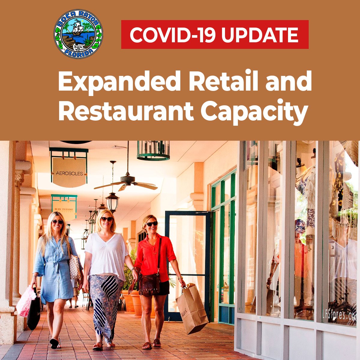 CityBocaRaton's tweet image. ICYMI...
#BocaRaton and PBC, per Gov's order now at Full Phase 1 including 𝟱𝟬% 𝗰𝗮𝗽𝗮𝗰𝗶𝘁𝘆 𝗳𝗼𝗿 𝗿𝗲𝘁𝗮𝗶𝗹/𝗿𝗲𝘀𝘁𝗮𝘂𝗿𝗮𝗻𝘁𝘀/𝗴𝘆𝗺𝘀.

🔹TOMORROW, May 19
🐕 𝗠𝗶𝘇𝗻𝗲𝗿 𝗕𝗮𝗿𝗸 𝗗𝗼𝗴 𝗣𝗮𝗿𝗸 and
🛹 𝗦𝗸𝗮𝘁𝗲 𝗣𝗮𝗿𝗸 𝗿𝗲𝗼𝗽𝗲𝗻!!! 
myboca.us/CivicAlerts.as…