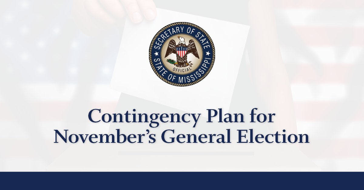 MississippiSOS's tweet photo. Our office does not believe voters should have to choose between casting a ballot and risking their own health. Therefore, we have put together a plan to safeguard the integrity and legitimacy of our elections while protecting our citizens. 

READ MORE: https://t.co/NWrTwX1XnL https://t.co/ysyvzPtAKA