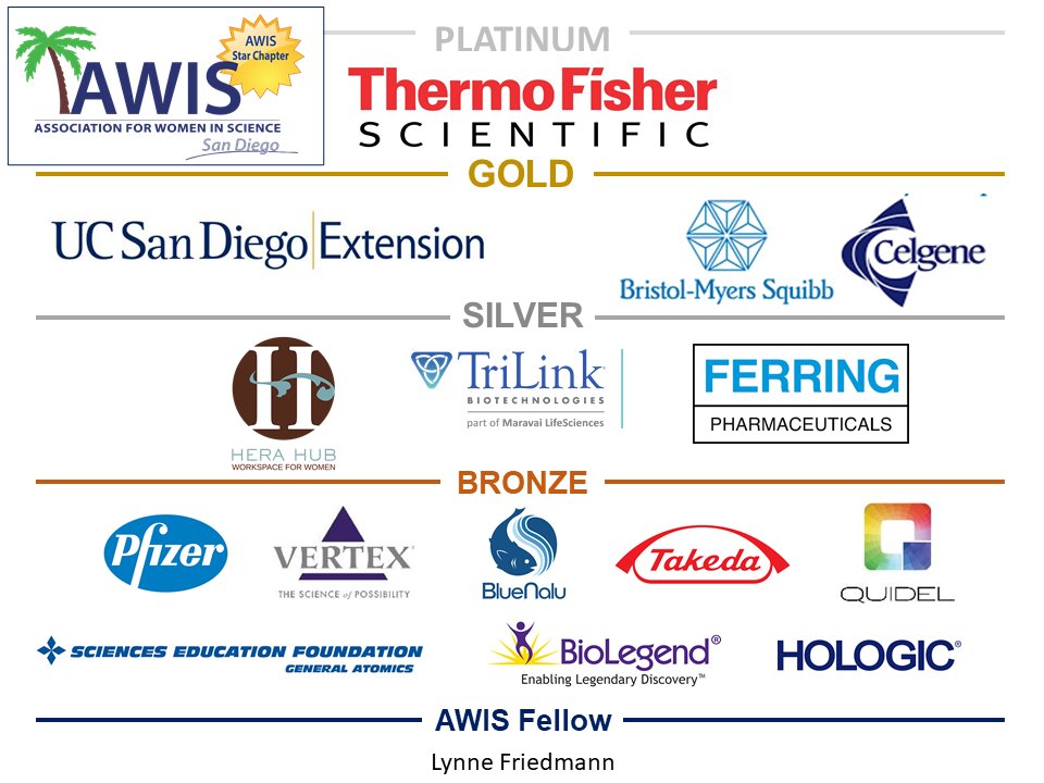 AWISsd's tweet photo. We would like to say THANK YOU to all of our wonderful Sponsors! On behalf of our AWIS San Diego Leadership Team, Our Members and the STEM Community! Thank you for supporting equity and diversity in STEM! #AWISSD #STEMLeaders https://t.co/2eN5RgSqob