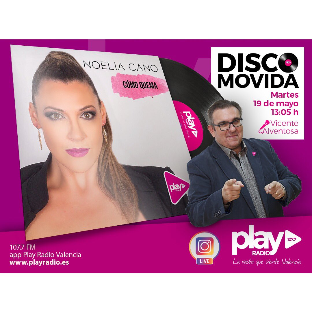playradiovlc's tweet photo. DISCOMOVIDA| Entrevista mañana martes de @VteAlventosa a @NoeliaCanoVidal presentando su nuevo single #ComoQuema
✅ 13’05h y tb en #InstagramLive 📱
https://t.co/w1cZijWJje https://t.co/xk87I7Z26t