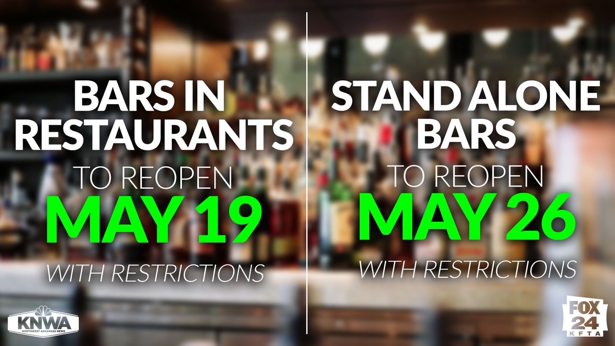 theLovelyLisaB's tweet photo. #Arkansas bars get the green light to reopen.
Will you grab a drink anytime soon? 🍺🥃🍷🥂🍸🍹🍾🧉🍶🍻
#ARbeer #ARnews #NWAnews #NWArk #Covid19 #coronavirus https://t.co/Ks2uDAkzf9