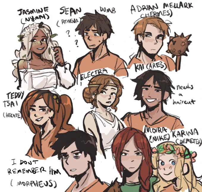 the other pjo kids from teddys story that i wrote in 2017 abt having to return the pleiades to the sky ! #percyjackson #oc 