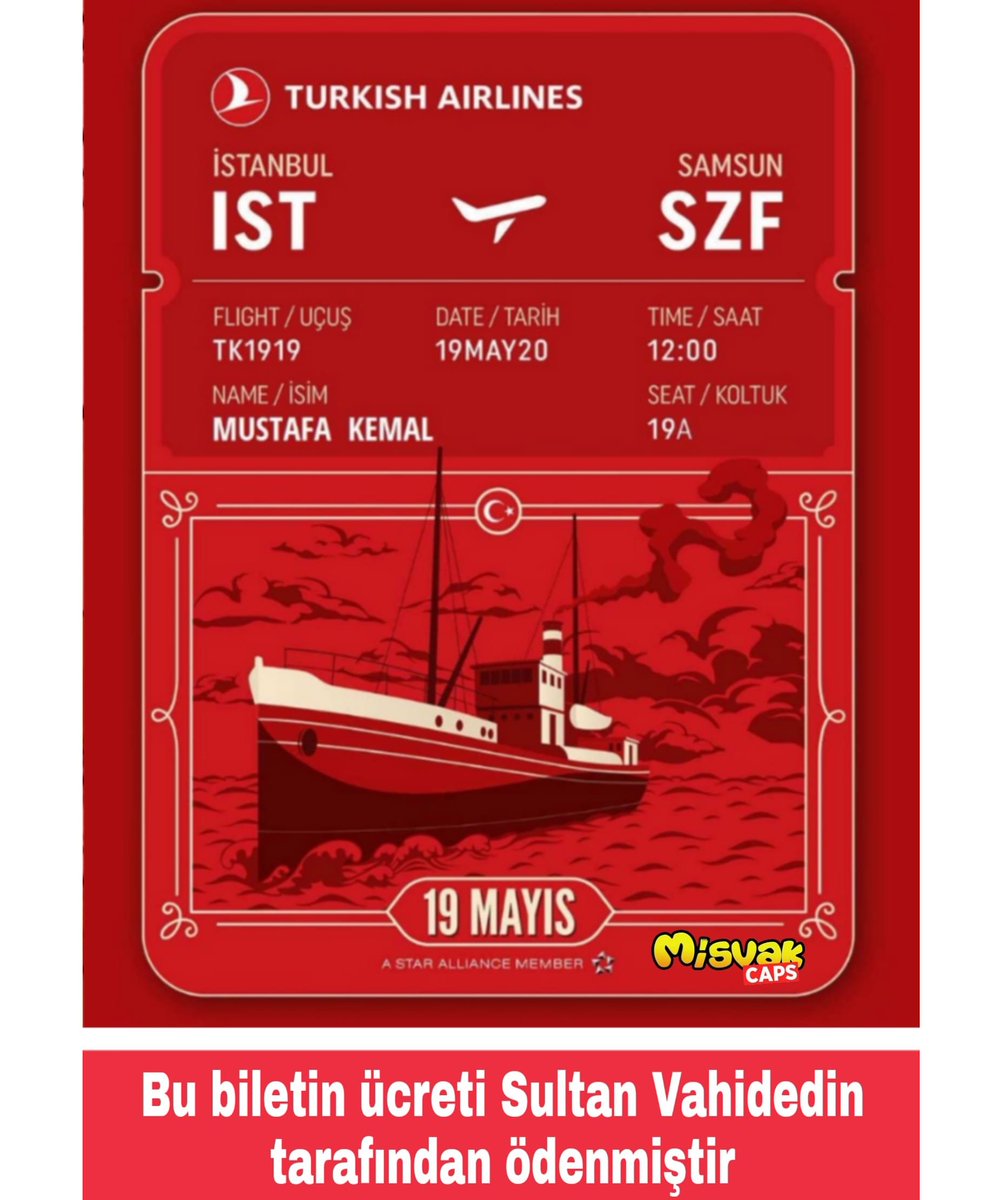 Bu biletin ücreti Sultan Vahidedin tarafından ödenmiştir #19MAYIS