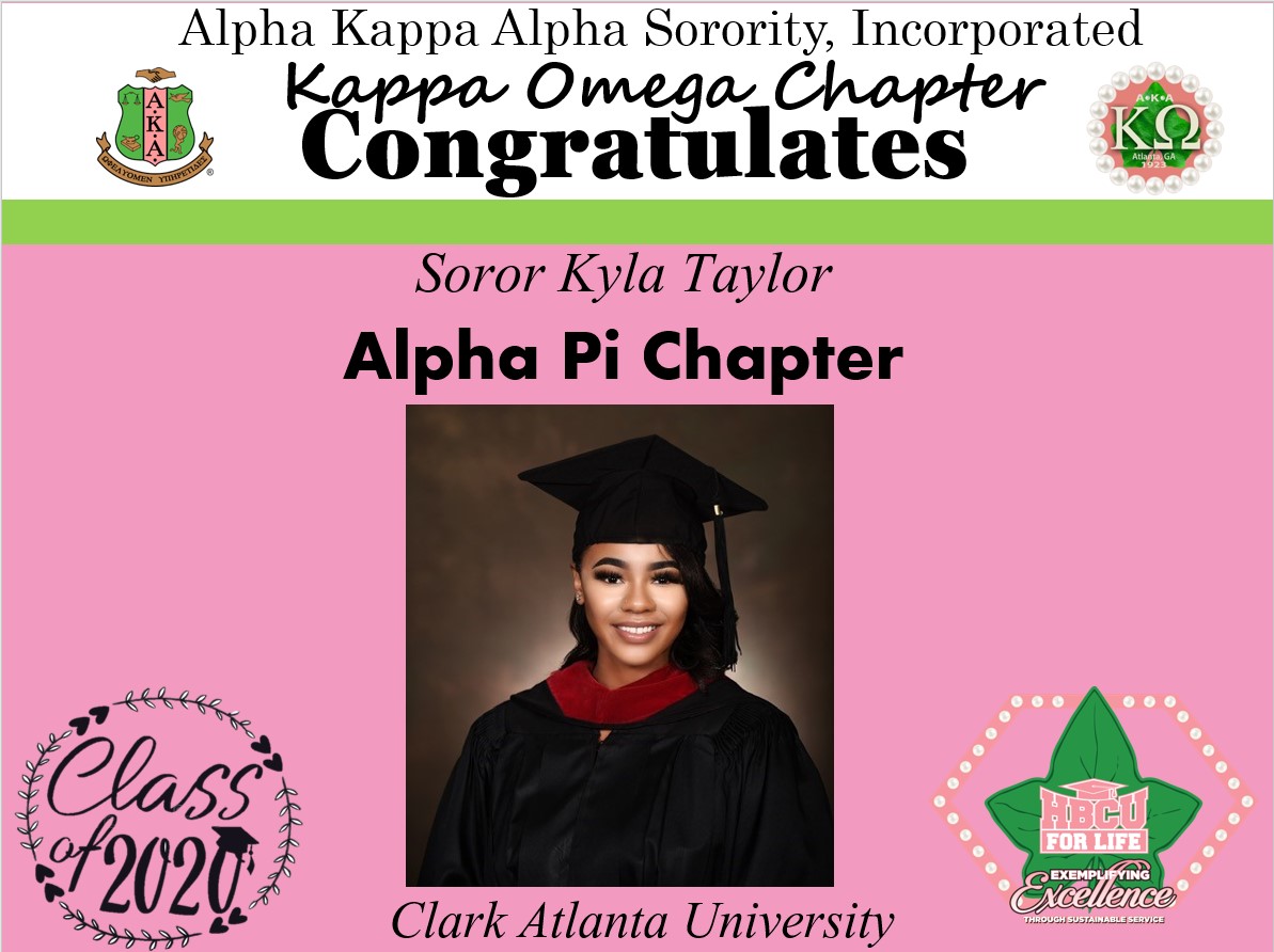AKA_KappaOmega's tweet image. @AKA_KappaOmega would like to extend a heartfelt CONGRATULATIONS to the Class of 2020 Graduates of  @CAU #SweetAlphaPi  #AKA1908 #SAR #HBCUGrad